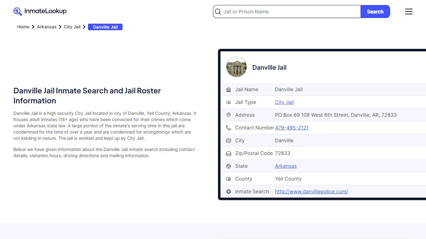 Danville Jail Inmate Search and Jail Roster Information